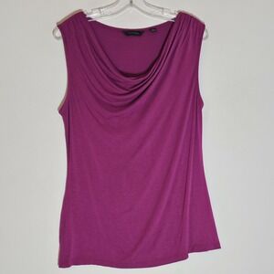 Investments Shirt Womens Medium Purple Sleeveless Cowl Neck Top Rayon Blend